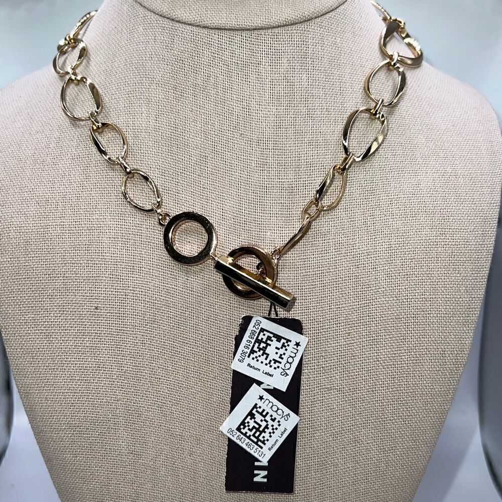 Anne Klein Gold-Tone Organic Link 16 Collar Gold No Size NWT